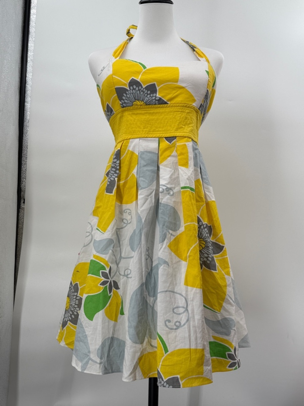 City Triangles Size 13 Yellow Floral Halter Sun Dress Pinup Sweetheart Pin Up - Picture 2 of 11